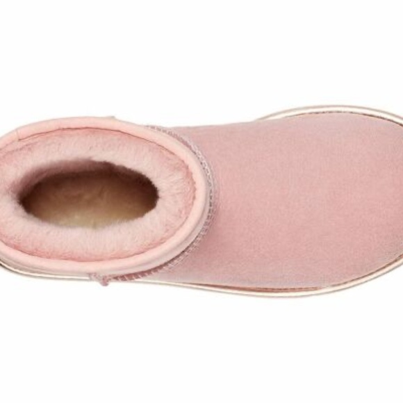 NEW UGG CLASSIC MINI SHINE Sheepskin Ankle Boots 1120872 SHELL PINK SIZE 7 NIB - Picture 8 of 14
